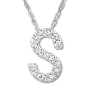 18kt White Gold Plated Letter S Comes With 18" Chain